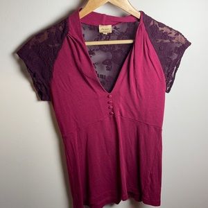 Ella Moss Women’s short sleeve shirt maroon - Medium